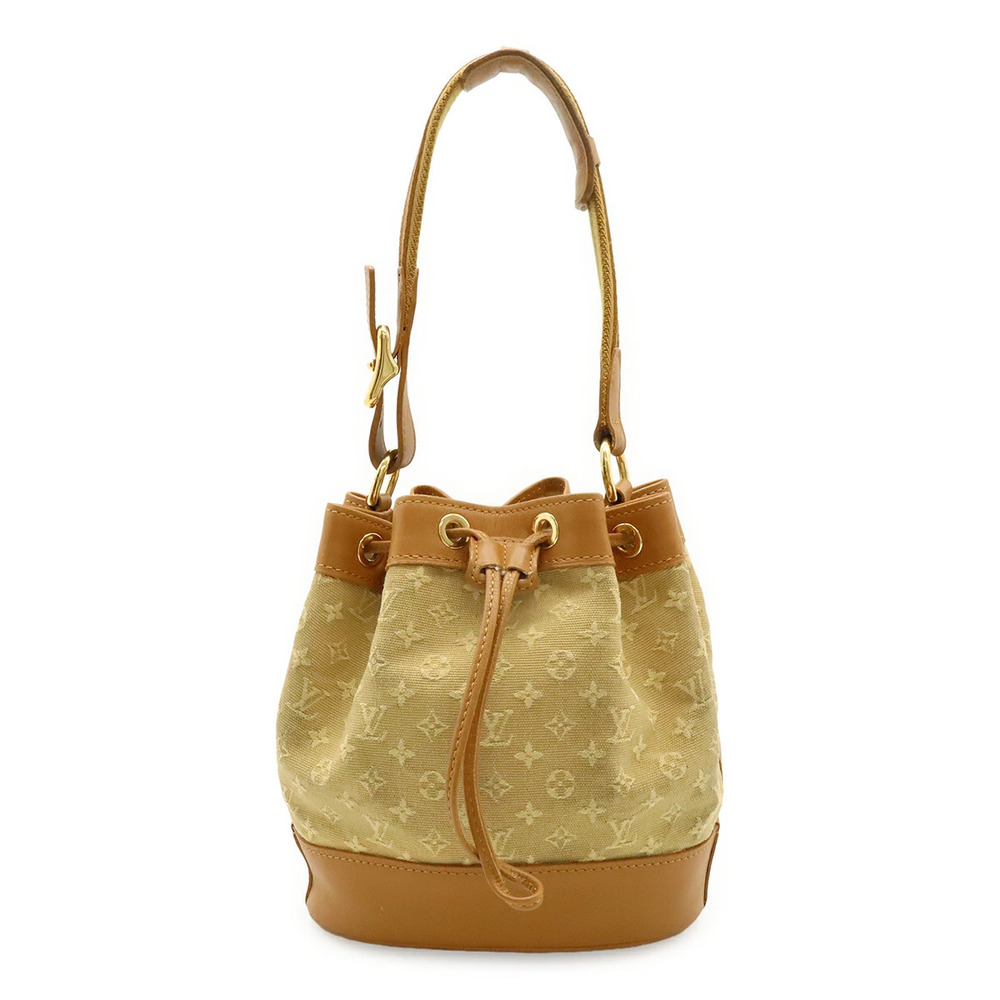 LOUIS VUITTON Noelie Handbag Drawstring Canvas Beige Cream Brown